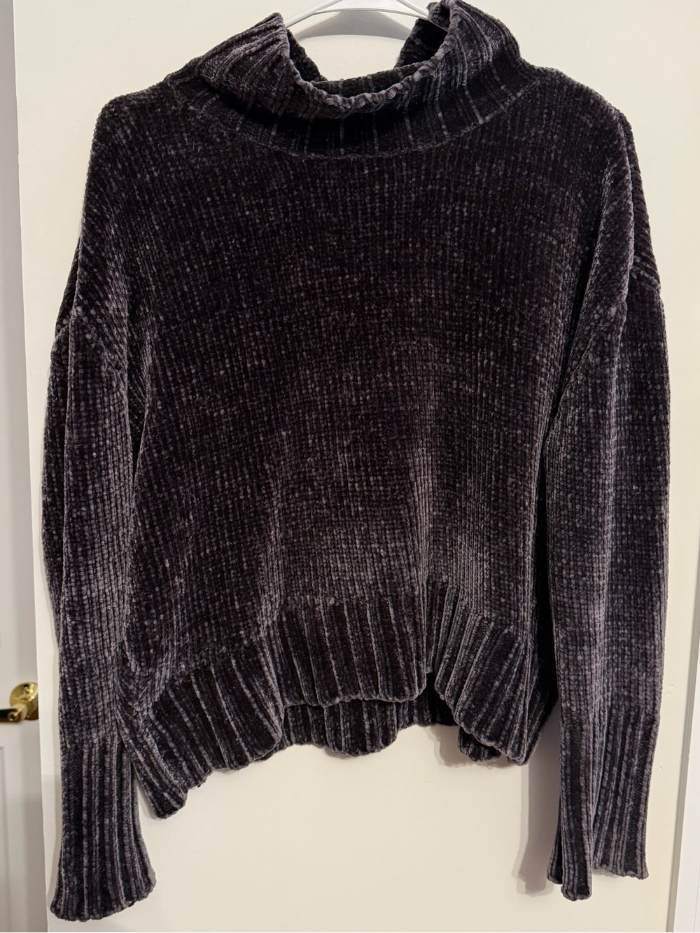 Chelsea & Theodore Charcoal Chenille Turtleneck Sweater - Picture 2 of 10